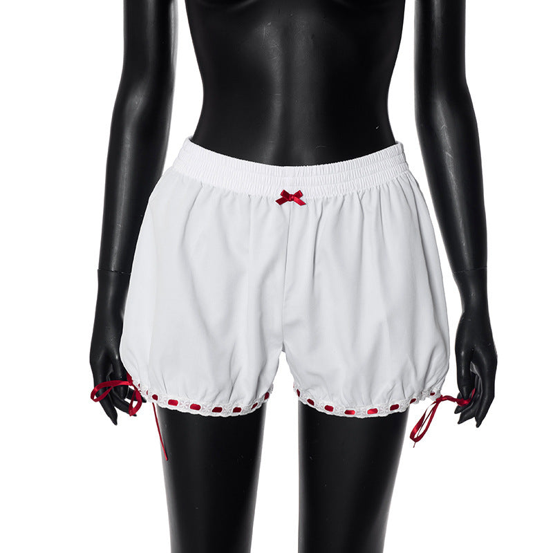 Lisa – Shorts avec Nœud en Dentelle et Couleurs Contrastées