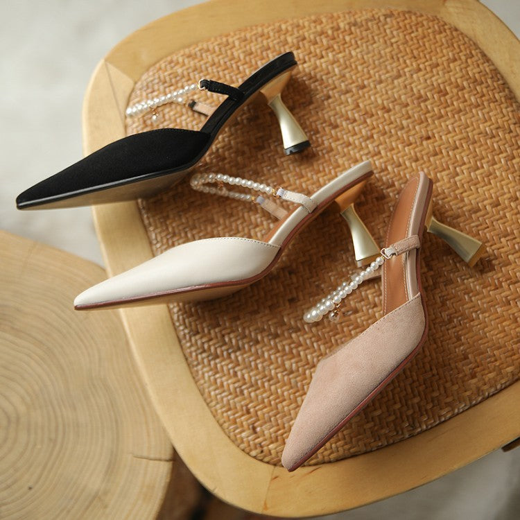 Audrey – Sandales à Talons Hauts avec Chaîne en Perles