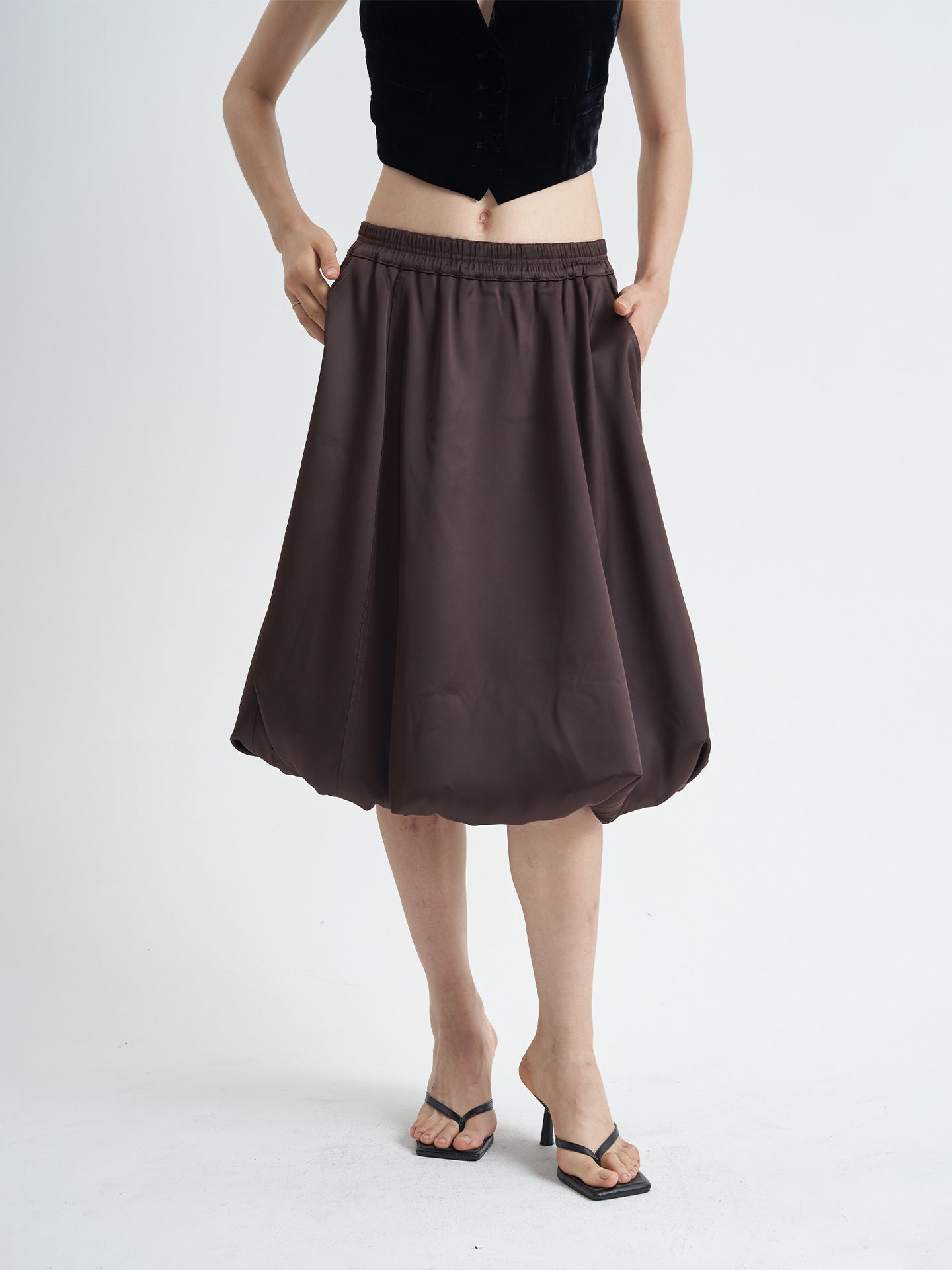 Stéphanie – Jupe Évasée Taille Haute mi-longue