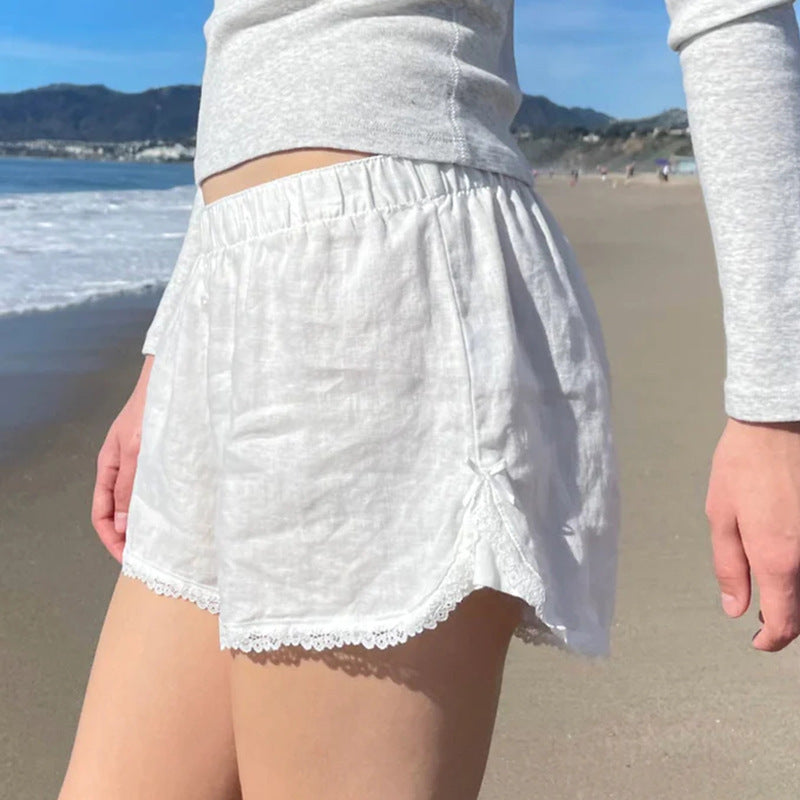 Kathleen – Shorts en Dentelle à Taille Haute