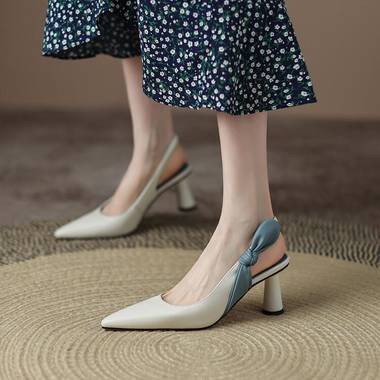 Caroline – Chaussures à Talons Hauts Pointus avec Nœud