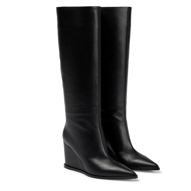 Nicole – Bottes Hautes Évasées en Cuir Vegan pour Femmes