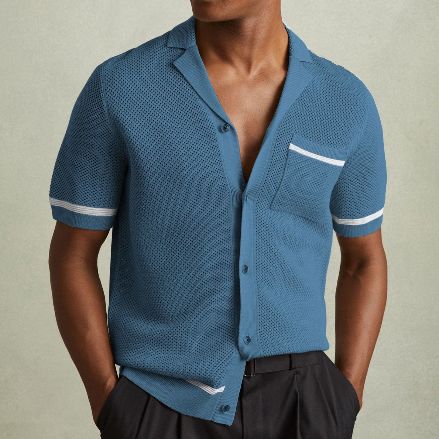 Mitchell – Polo à Col Cubain en Maille pour l'Été