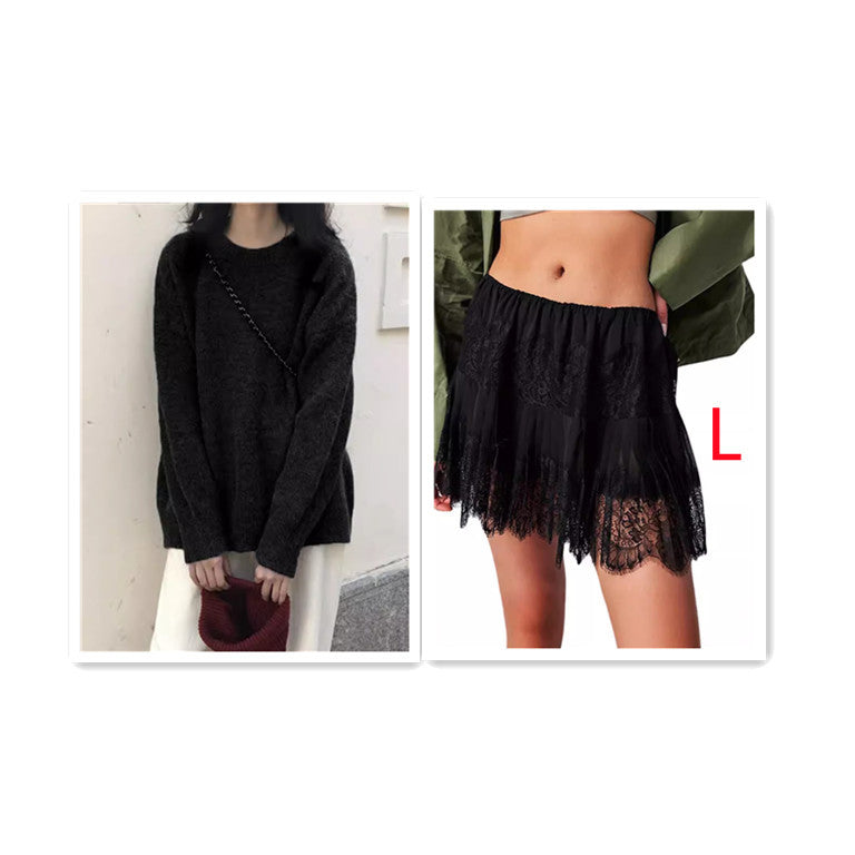 Carly – Jupe en Dentelle Taille Haute avec Ourlet