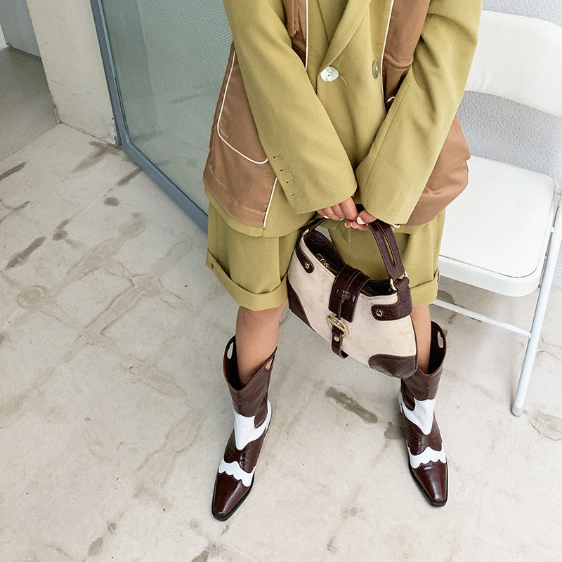 Karen – Bottes Hautes Fumée à Motif Lait
