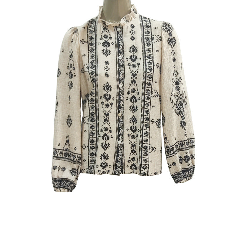 Phoebe – Chemise Socialite en Coton et Lin à Manches Longues