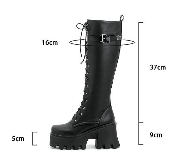 Amanda – Bottes Hautes Épaisses Style Britannique