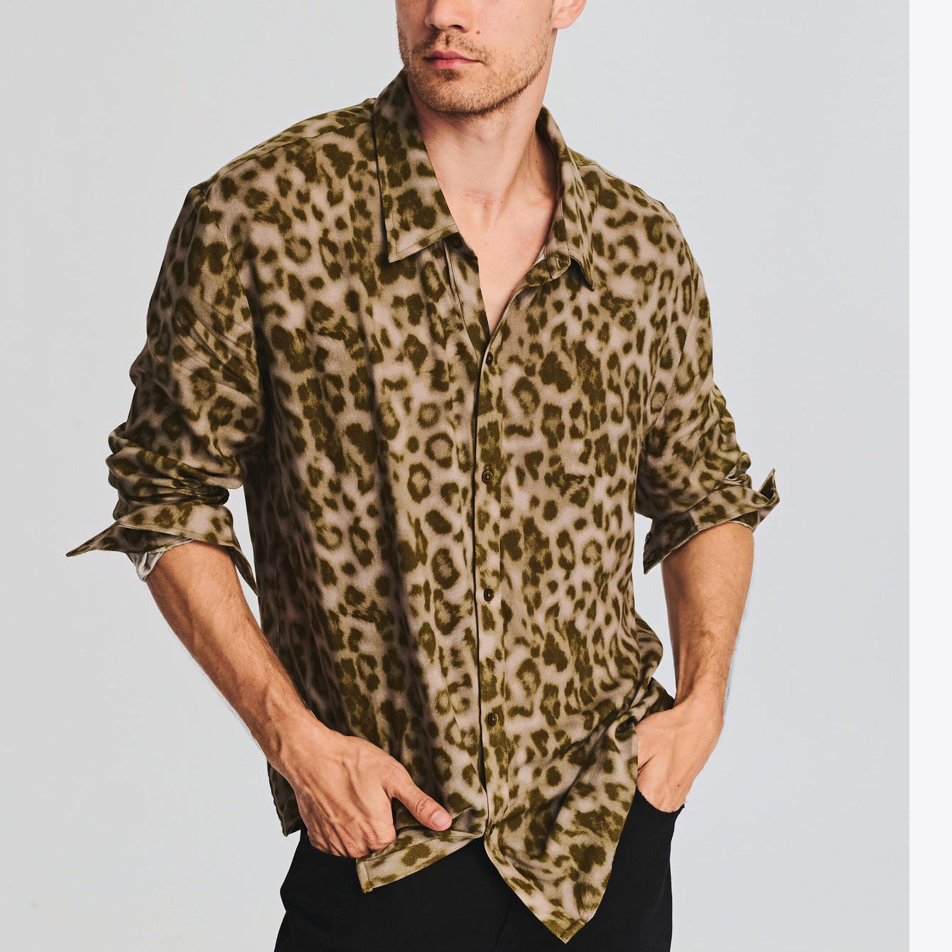 Stuart – Chemise Ample à Imprimé Léopard pour Hommes