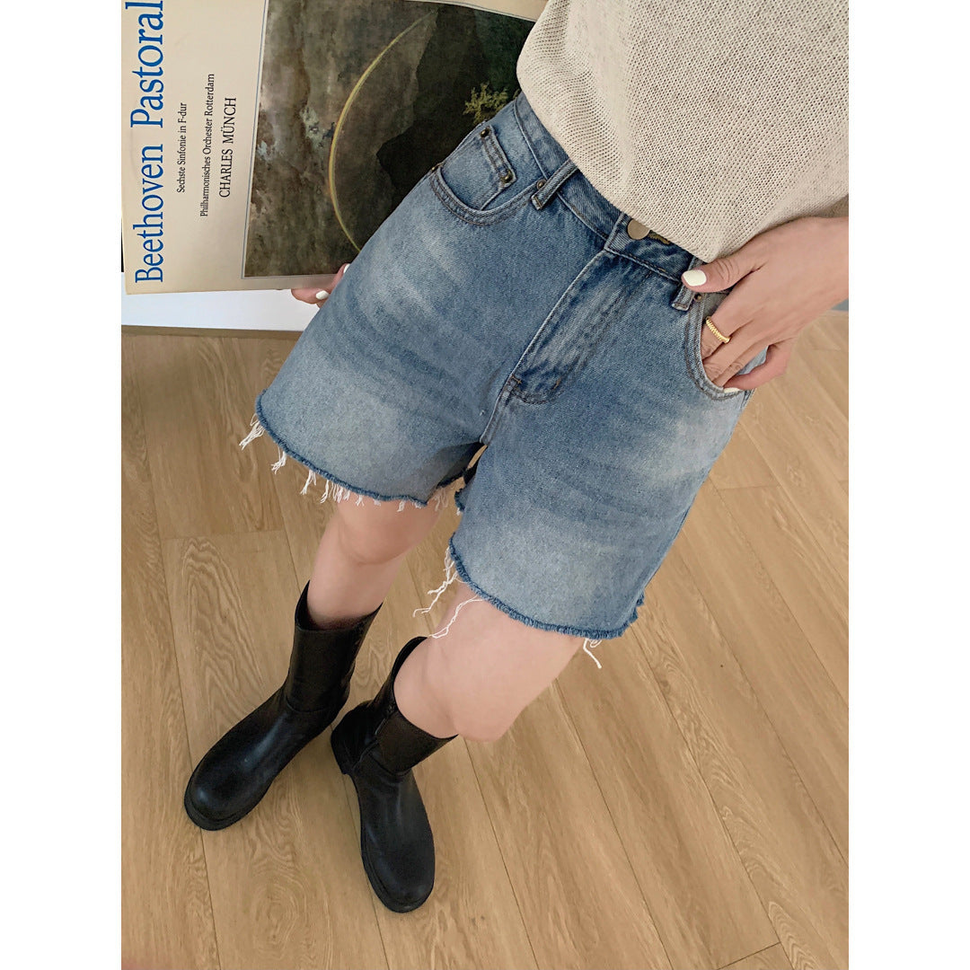 Denise – Short en Jean Décontracté avec Bords Bruts