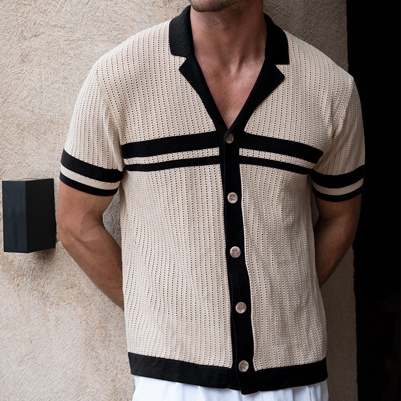 Stephen – Chemise décontractée à manches courtes et col en V