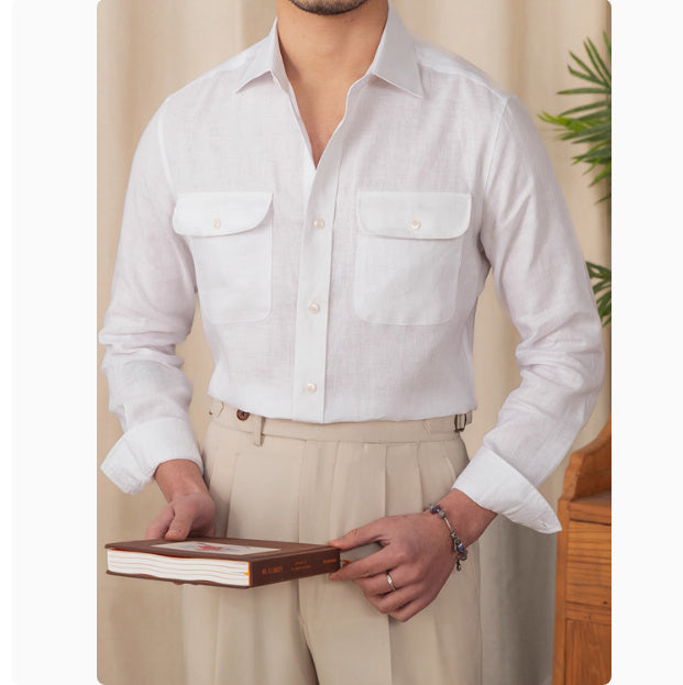 Liam – Chemise en Lin Pur à Manches Longues
