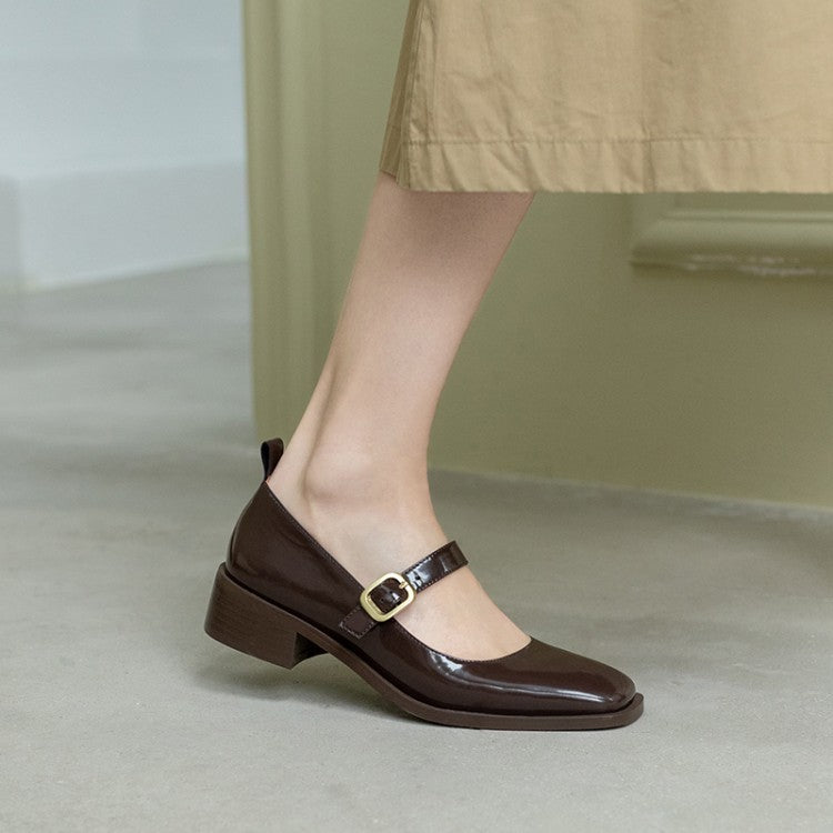 Kate – Chaussures Plates Bout Carré avec Bouton