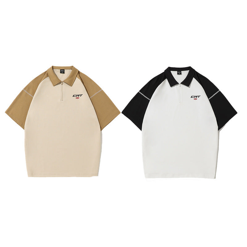 Dale – Polo Zippé Contrasté à Manches Courtes pour Homme