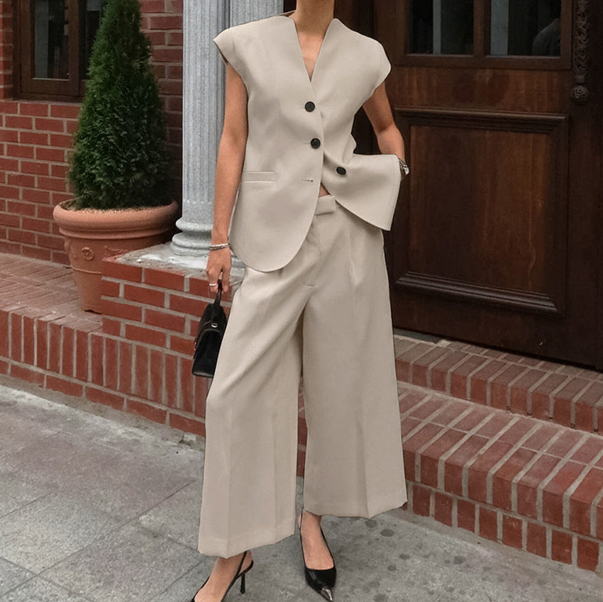 Abigail – Ensemble Pantalon Taille Haute et Gilet Sans Manches