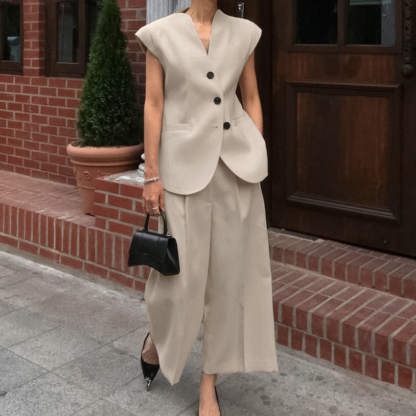 Abigail – Ensemble Pantalon Taille Haute et Gilet Sans Manches