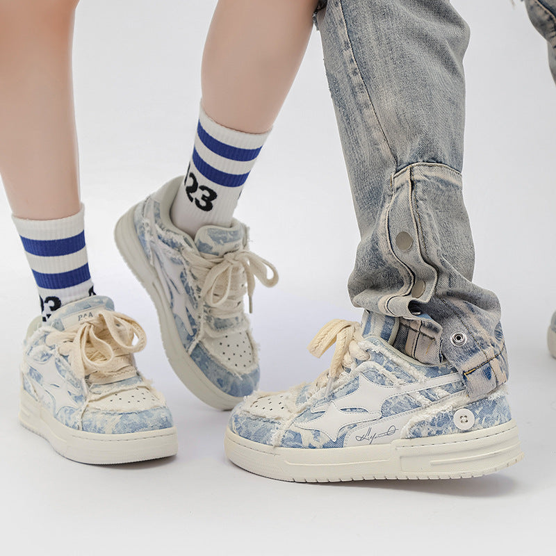 Leanne – Chaussures Décontractées à Semelle Compensée en Denim