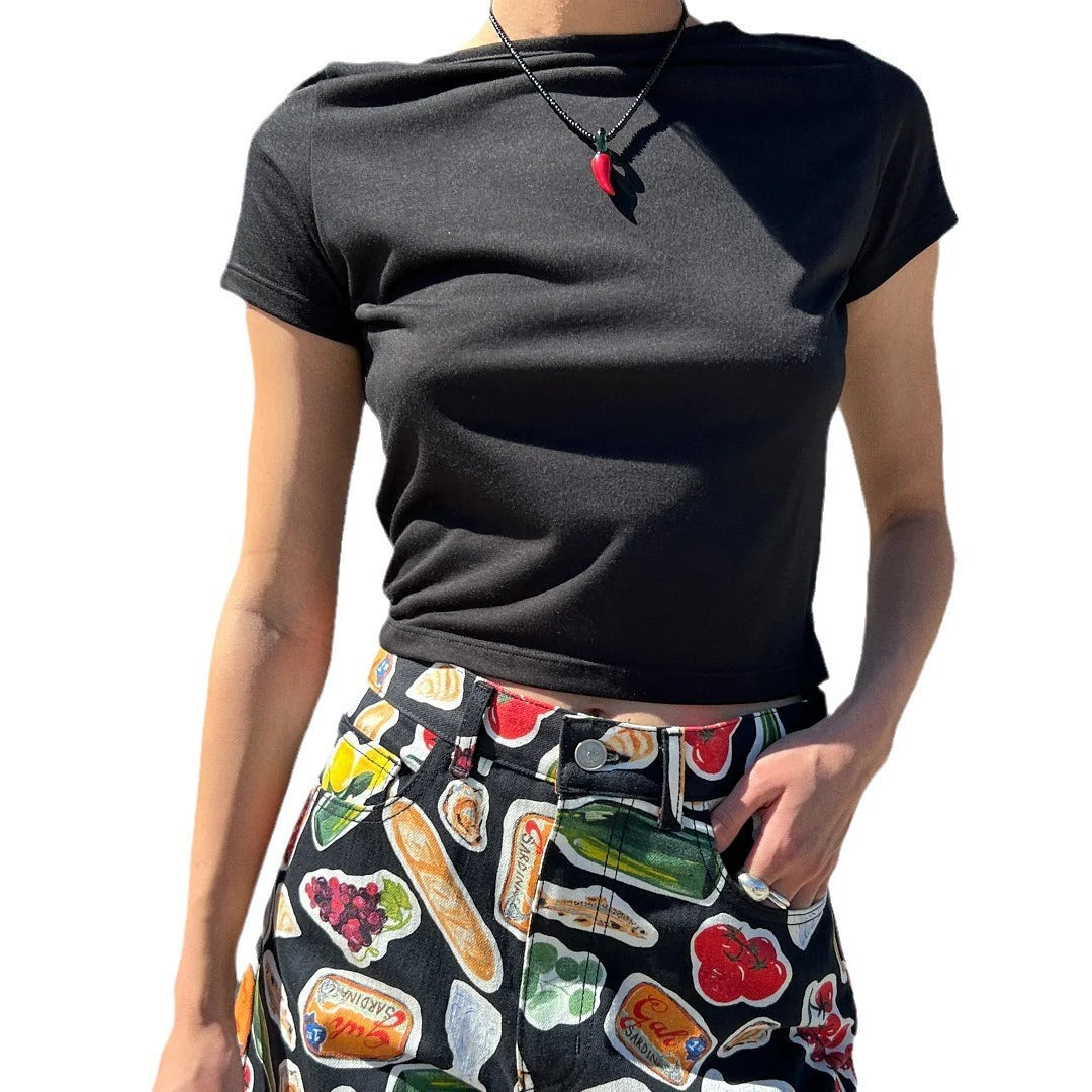 Marie – T-shirt en Coton Imprimé à Manches Courtes Y2G