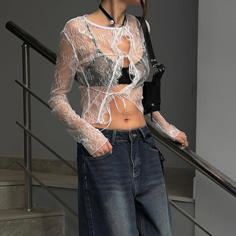 Sarah – Cardigan en Jacquard Transparent Léger d'Été