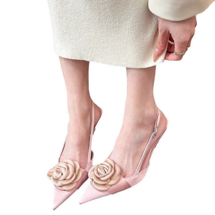 Miranda – Sandales À Talons Satin Rose Pointues