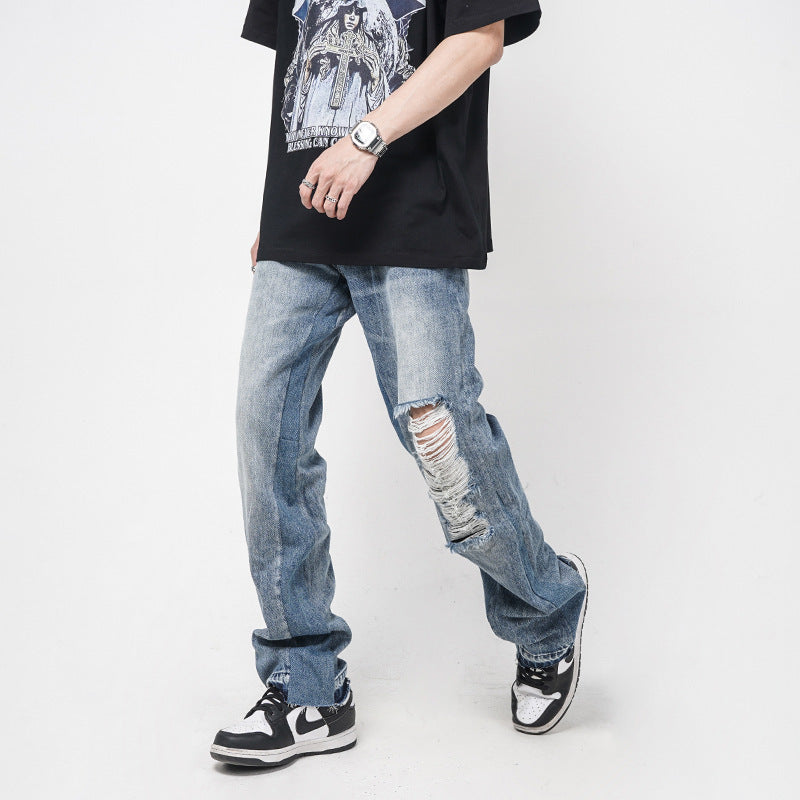 Geoff – Jeans Droits et Amples avec Trous