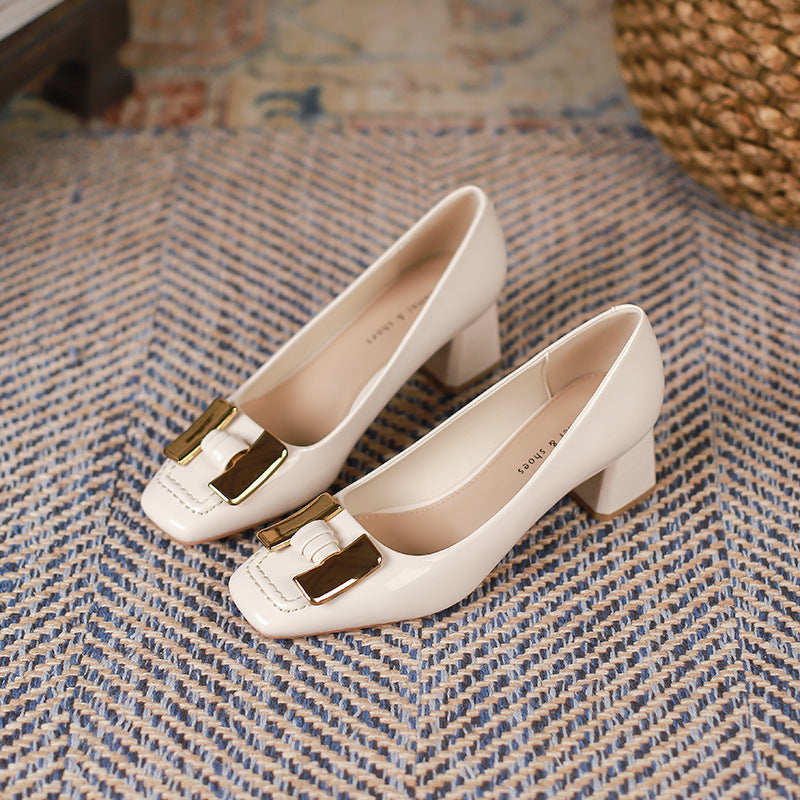 Rachael – Talons Épais Mary Jane avec Boucle Métallique