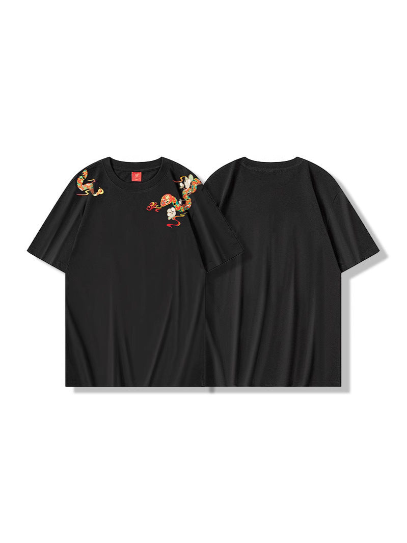 Mitchell – T-shirt Ample Brodé à Col Rond Manches Courtes