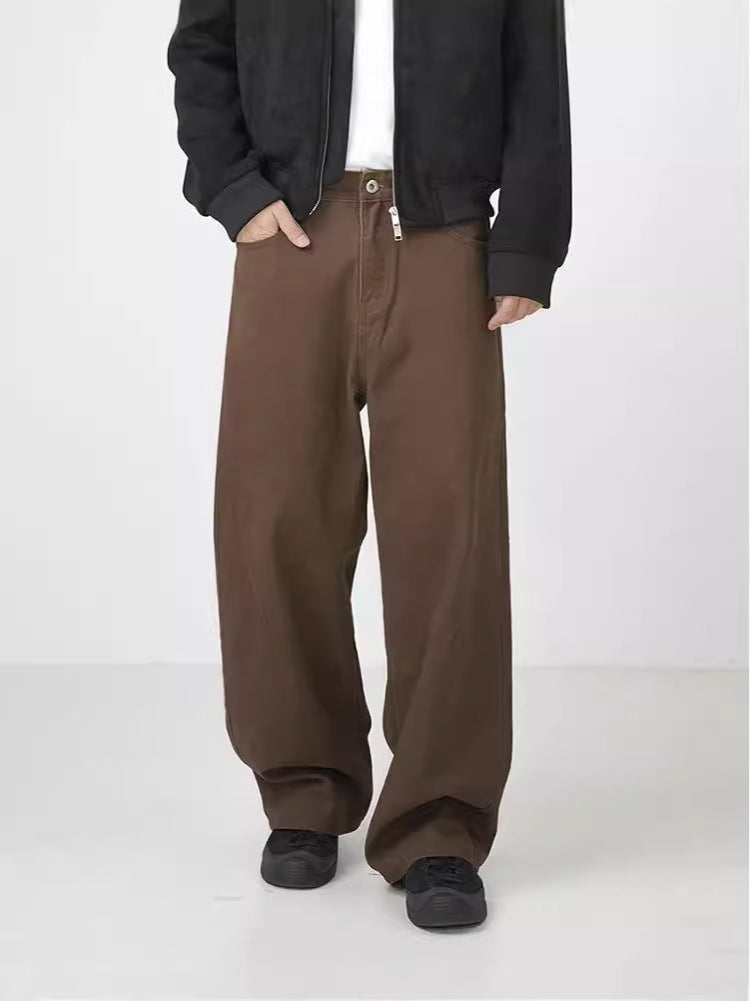 Nathaniel – Pantalon Droit Rétro Coton Marron