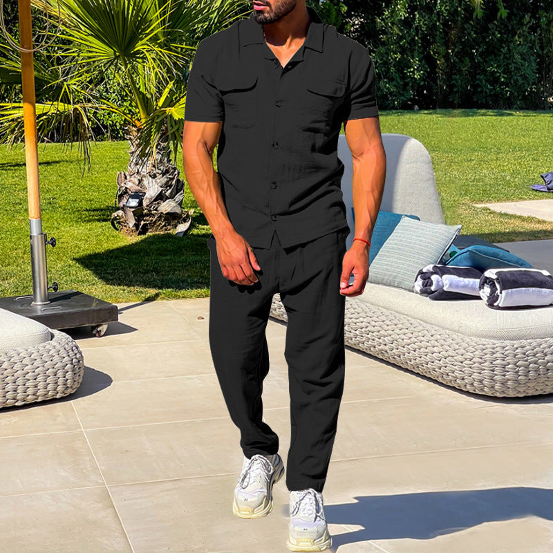 Joel – Ensemble Chemise à Manches Courtes Décontracté