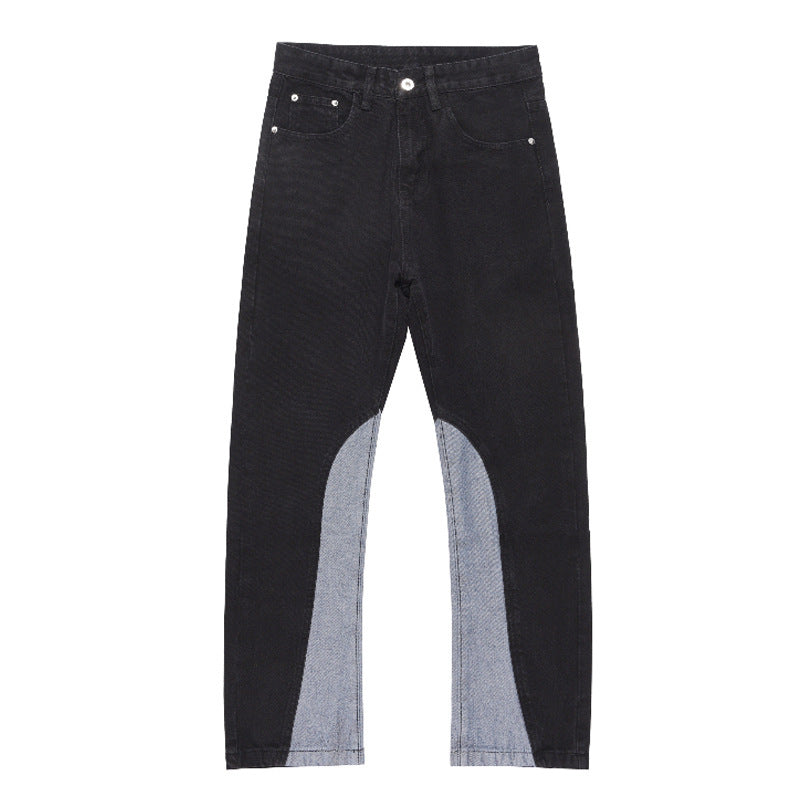 Karen – Jean Évasé Contrasté à Taille Haute et Coupe Droite