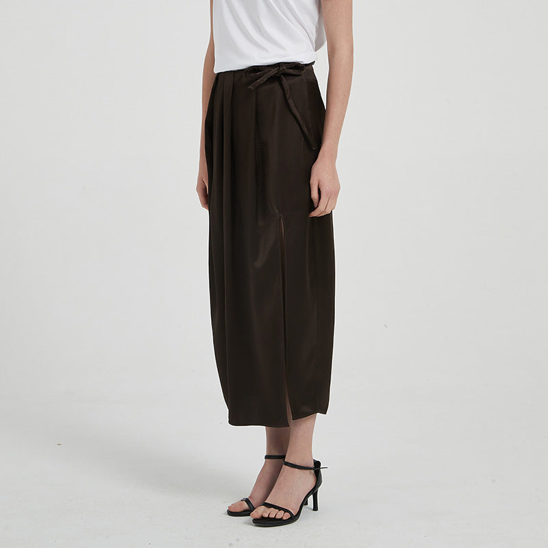 Hannah – Jupe Longue Fendue en Triacétate Léger Drapé pour Femme