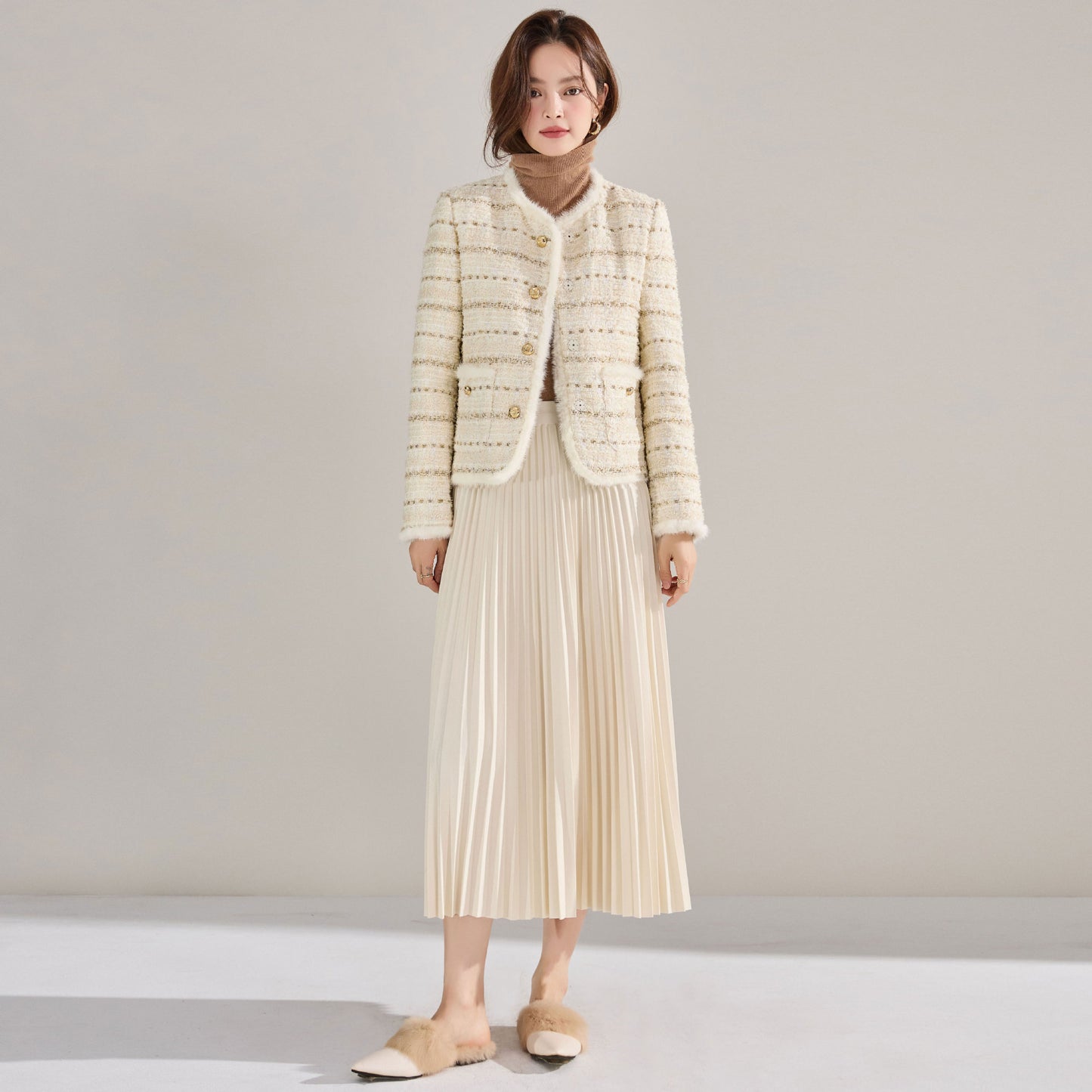 Sophie – Jupe Plissée Amincissante Taille Haute