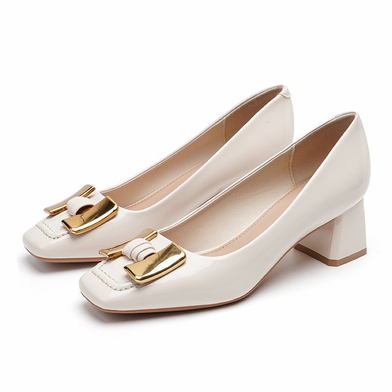 Rachael – Talons Épais Mary Jane avec Boucle Métallique