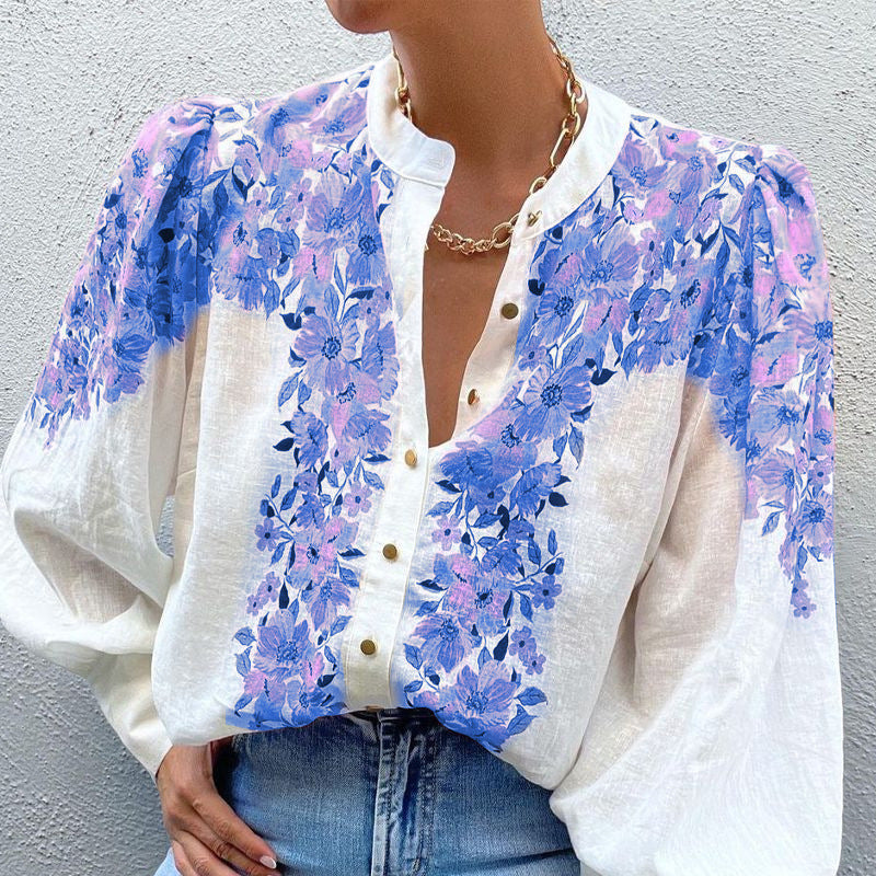 Jean – Chemise Ample à Manches Longues Imprimée
