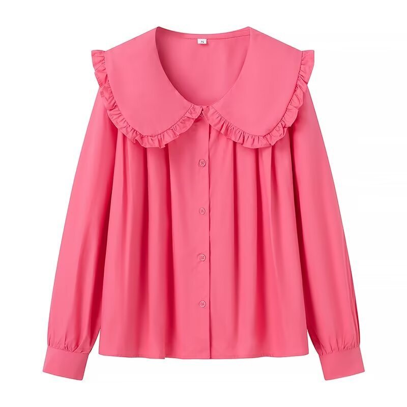 Jennifer – Chemise Décontractée à Col Claudine et Manches Longues