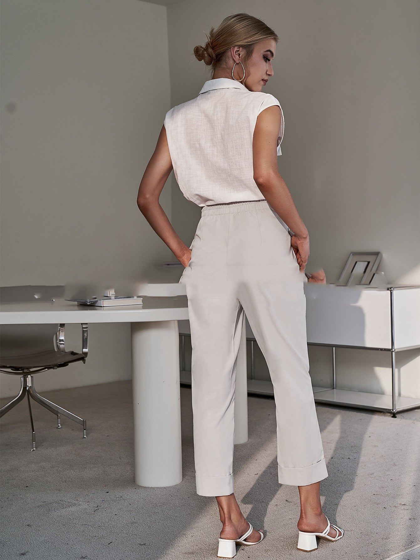 Emma – Pantalon Commuter Droit à Taille Haute