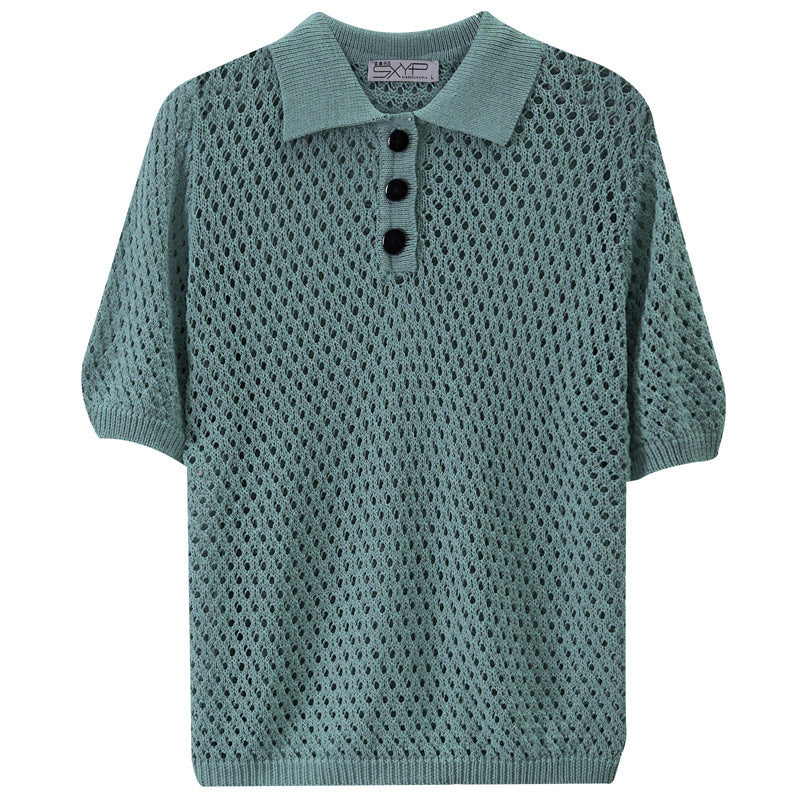 Sharon – Haut Tricoté Style Western à Col Polo