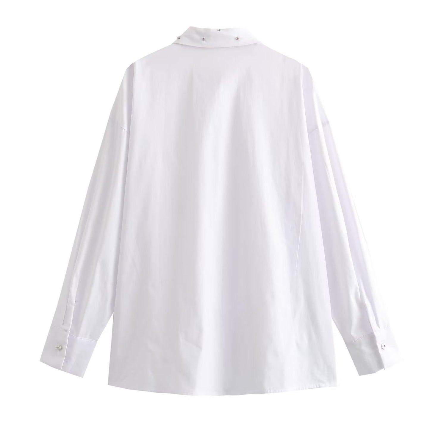 Emily – Chemise en Popeline de Coton avec Col Bijou Blanc