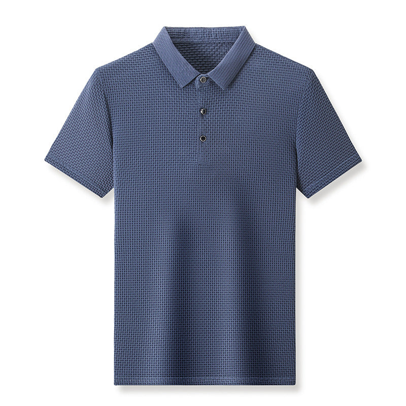 Rhys – Polo Jacquard à Manches Courtes en Soie de Glace