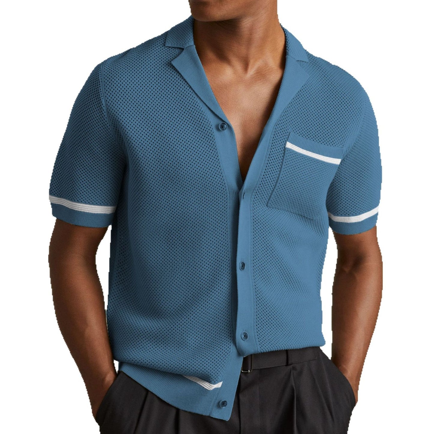 Mitchell – Polo à Col Cubain en Maille pour l'Été