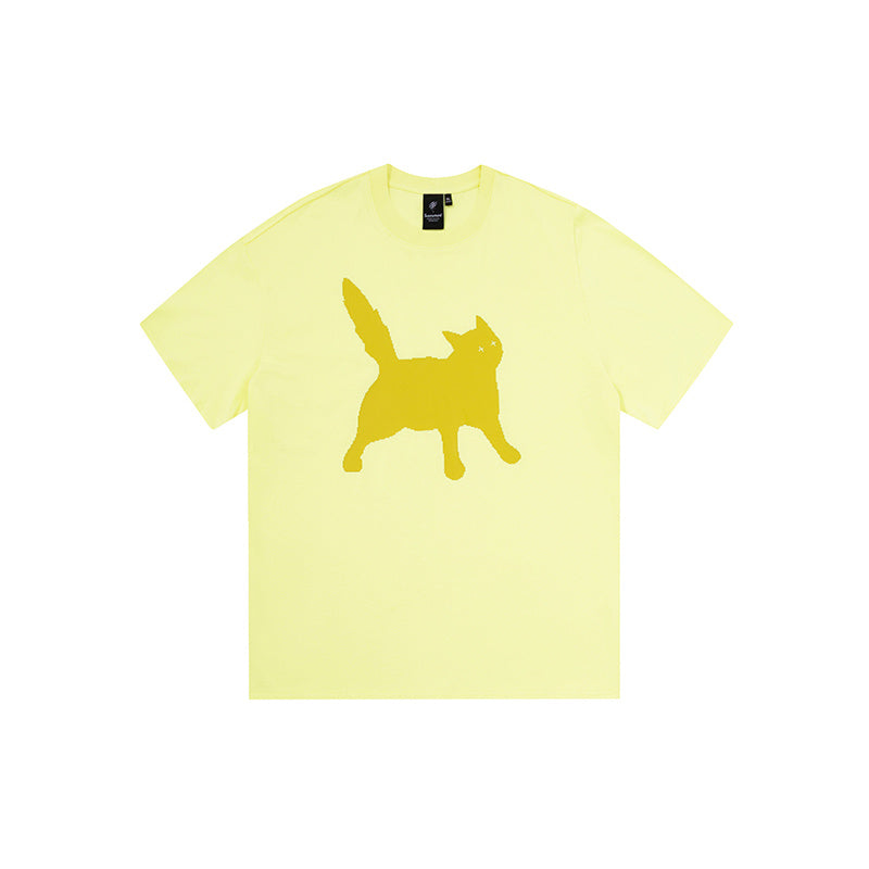 Judith – T-shirt en Coton à Manches Courtes avec Motif Pixel Chat