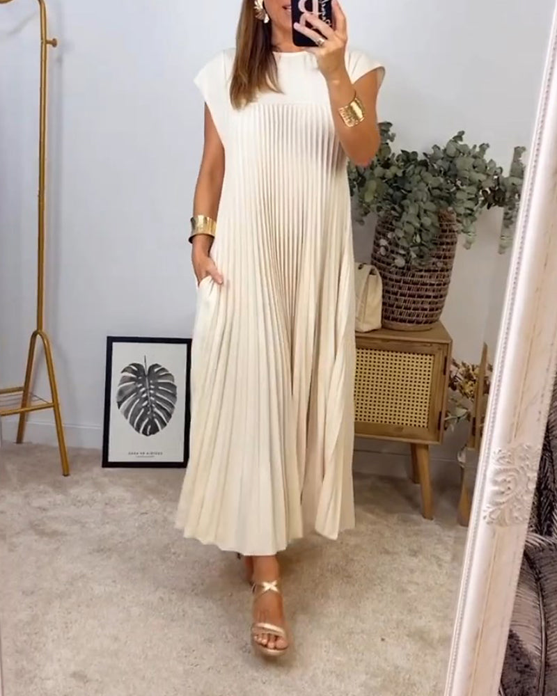 Shannon – Robe Plissée Sans Manches