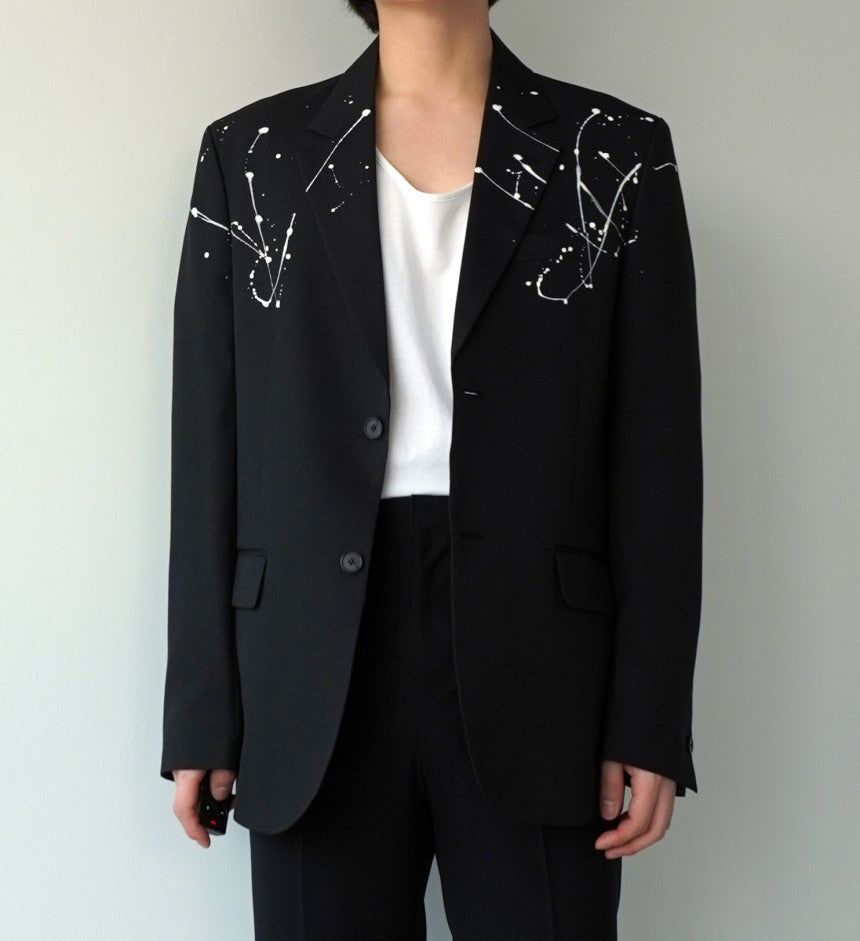 Jessica – Veste de costume avec taches de peinture blanches, élégante et polyvalente