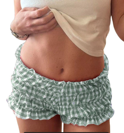 Grace – Shorts à Carreaux Décontractés et Sexy en Dentelle