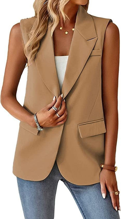 Esme – Gilet de Costume Sans Manches au Tempérament Ample