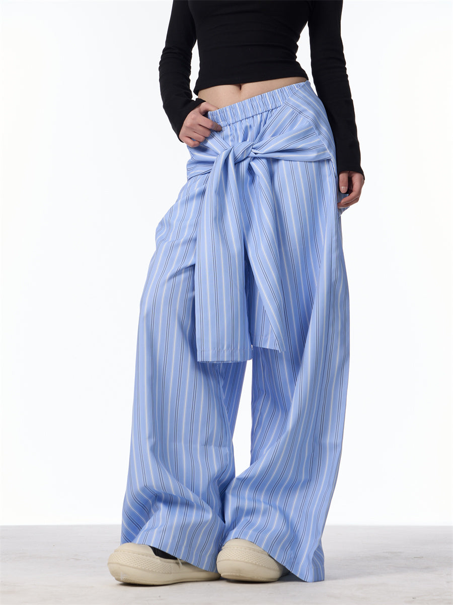 Clara – Pantalon Ample à Rayures Contrastées