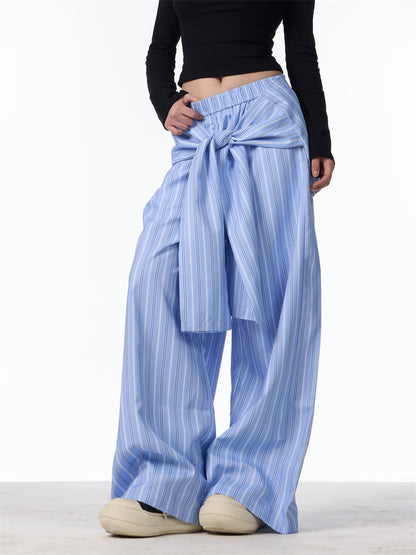 Clara – Pantalon Ample à Rayures Contrastées