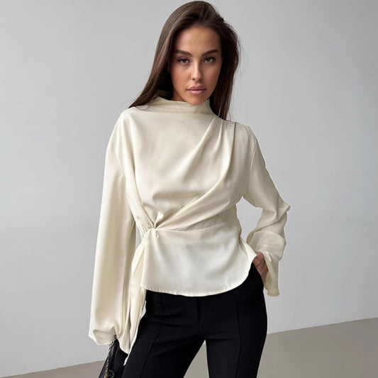 Lauren – Chemise en Chiffon à Manches Évasées et Fente