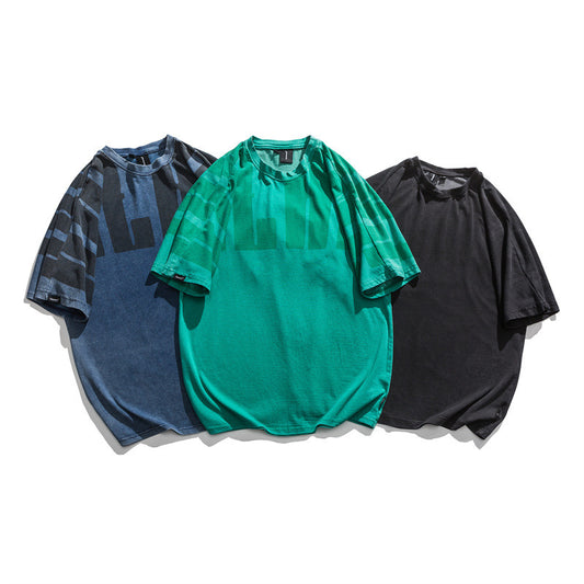 Rhys – T-shirt rétro japonais à manches courtes lavées pour hommes