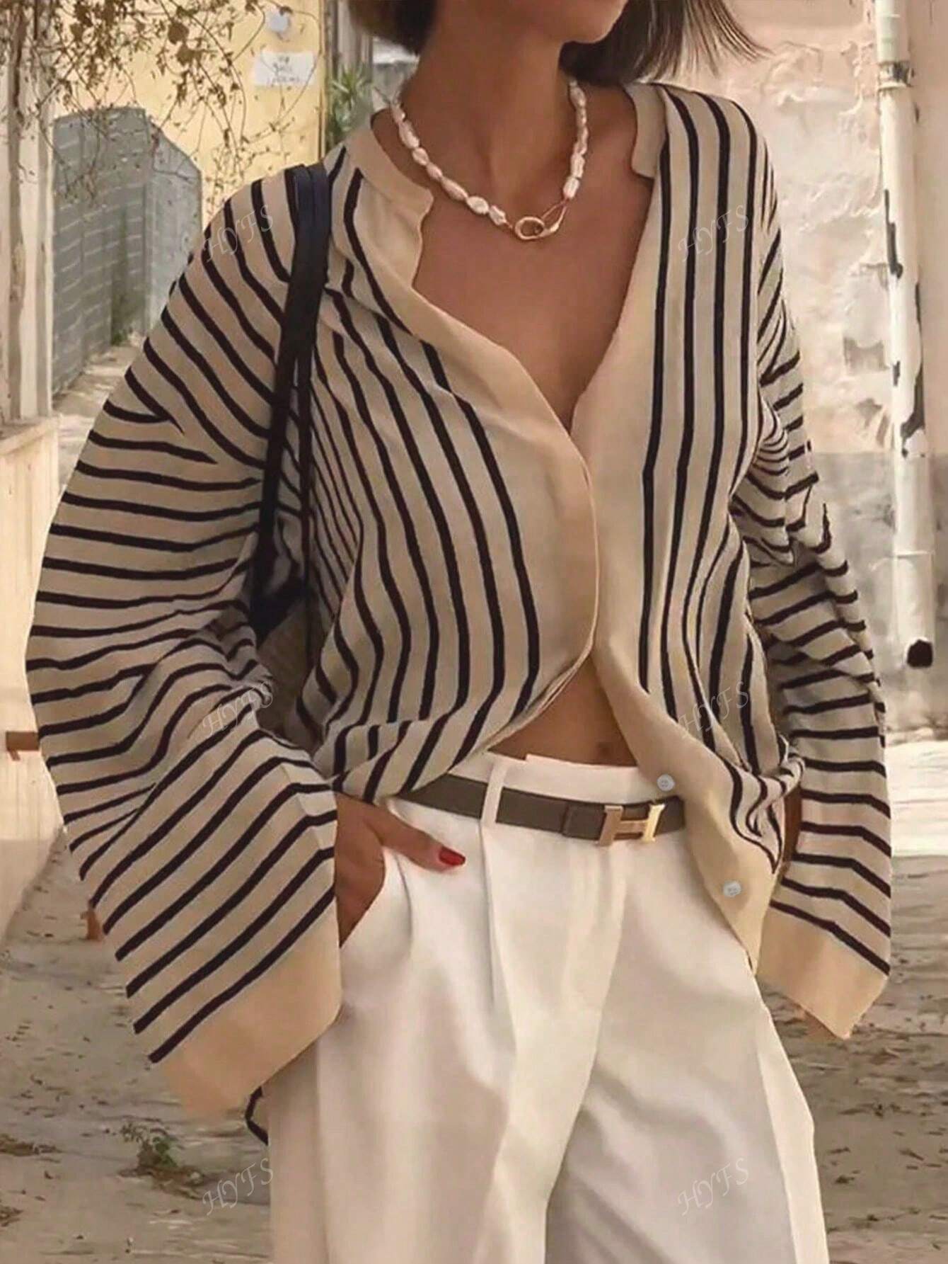 Judith – Blouse Élégante à Rayures et Coupe Ample