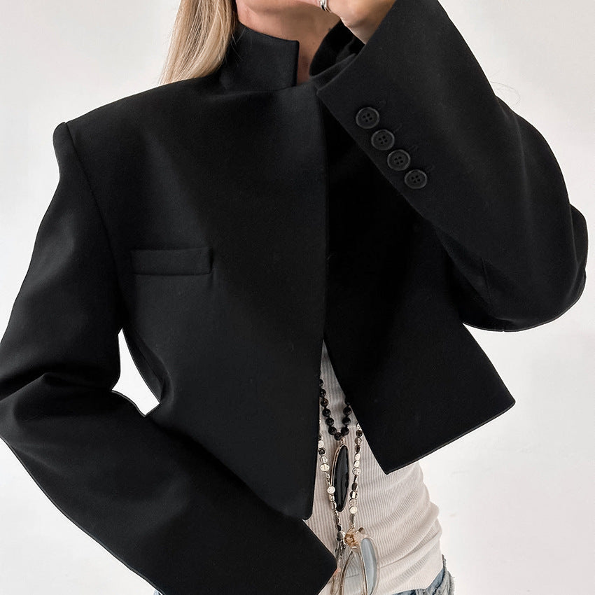 Mary – Veste de Costume Courte de Mode en Couleur Unie